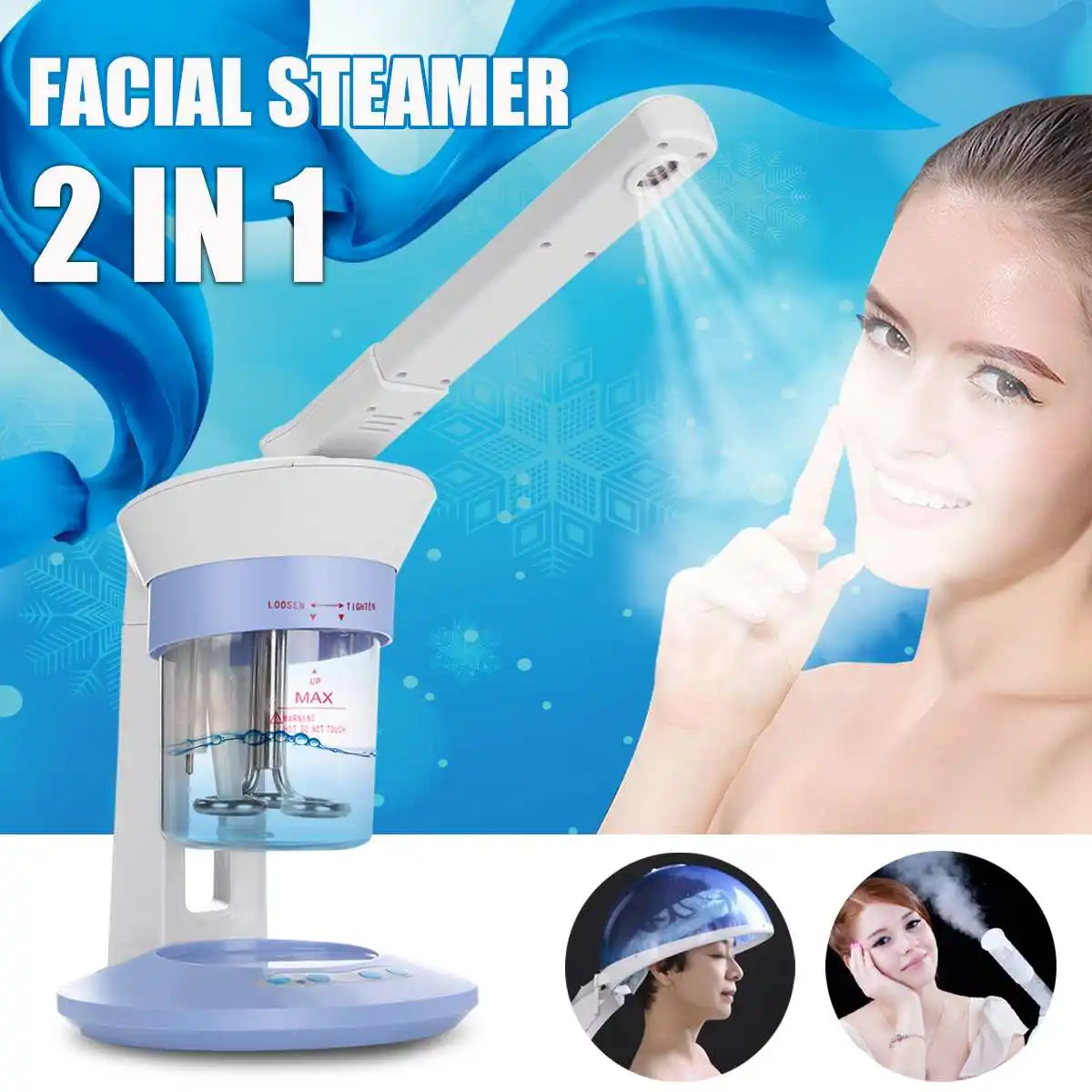 

2 In 1 Sauna Vaporizer Salon Home Hair&Vapor Facial Steamer Ozone For Aroma Herbal Mist Aromatherapy Multifunction SPA Sprayer