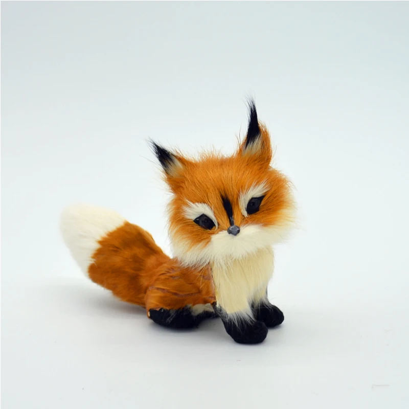 

1pcs Hot 12*5*7cm Simulation Brown Fox Toy Polyethylene & Furs Squatting Fox Model Home Decoration Animal Doll Toys For Children