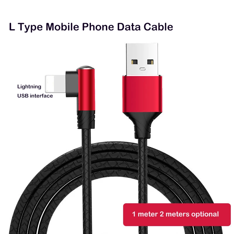 الكوع 90 درجة كابل يو اس بي ل فون Xs ماكس سريع كابل شحن لباد 1 m 2 m USB كابل الشاحن L نوع الهاتف المحمول كابل بيانات