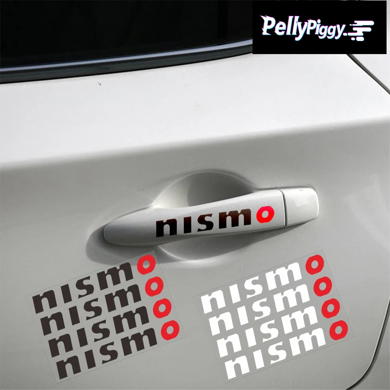 

4pcs/lot 13.5*7.9cm/lot Car Sticker nismo Car Door Handle Decoration Sticker Black/Silver Vinyl Decal for nissan racing