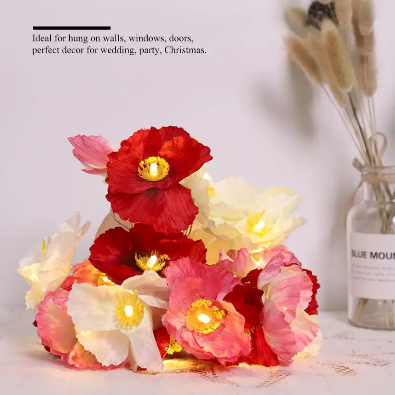 

Pink Silk Flowers String Lights Valentine's Day LED String Fair Lights Battery Powered String Lamp for Wedding Party Decoration
