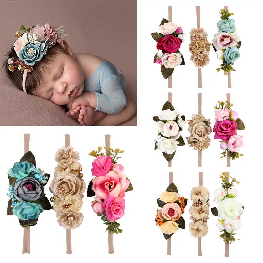 

3 pack Baby Girls Infant Toddler Flower Headband Hair Band Accessories