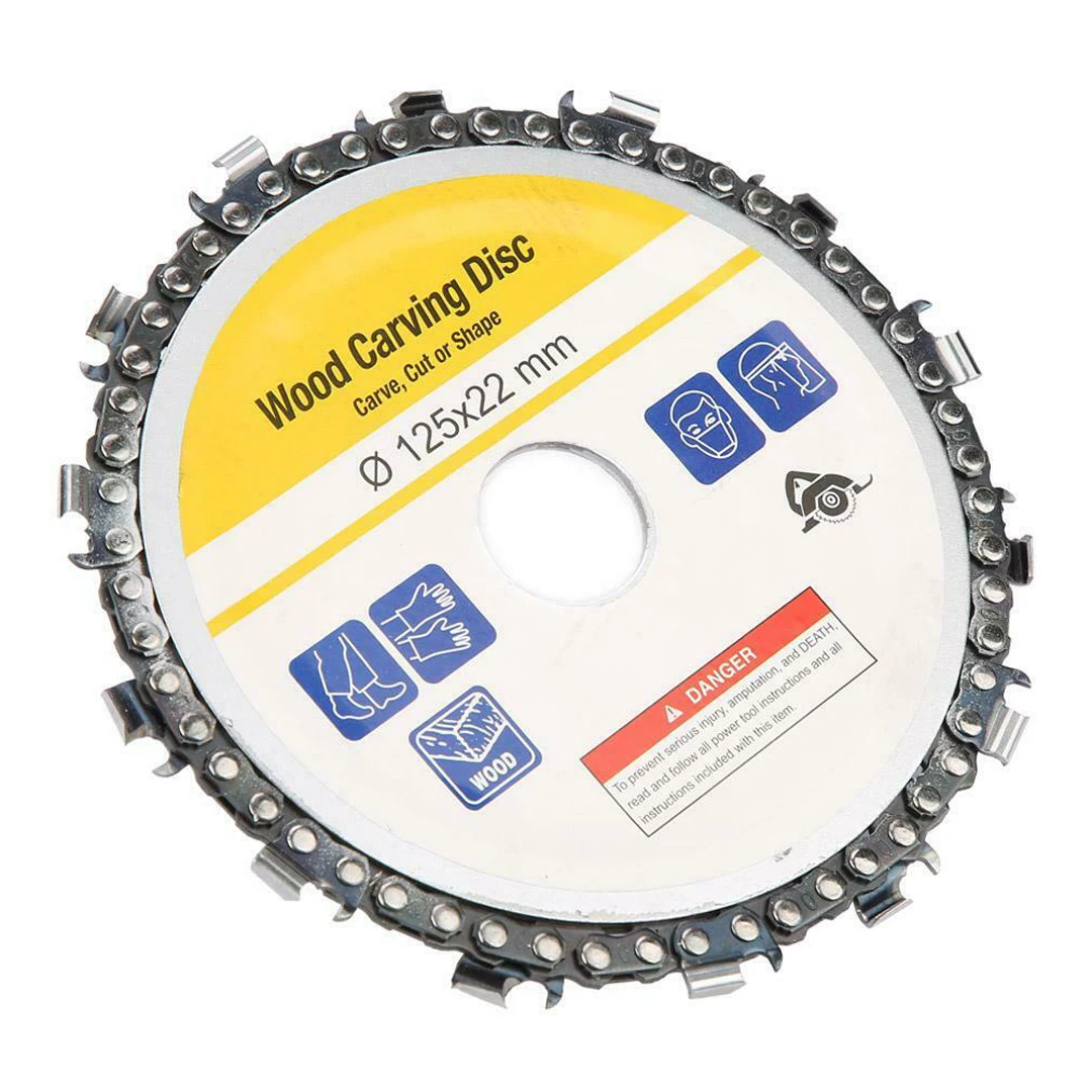 

Carbide Angle Grinder Disc New Chain Disc 5" Wood Carving Plastic Cutting Chain Disc Carbide Chainsaw Blade 14 Teeth