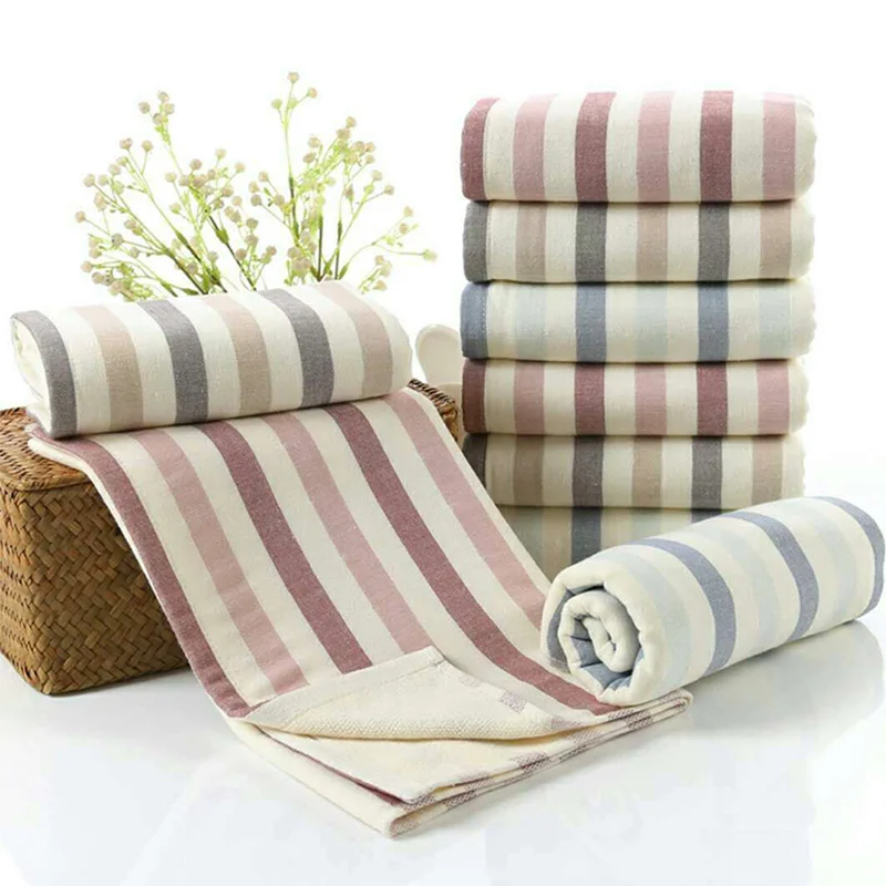 

35*75CM Soft Pure Cotton Thicken Face Towels Bath Towel Quick-drying Stripe Super Absorbent