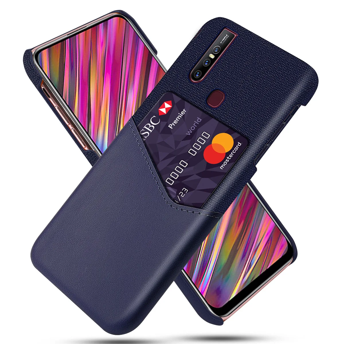 

for Vivo V15 X27 Z3x Z5x Case Ultra PU Leather and Soft Fabric Splicing Shockproof Cover for Vivo iQOO V9 Youth Y85 Case Card