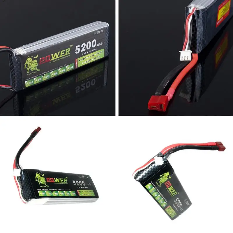 Мощность 7,4 V 5200mAh Lipo батарея 30C 2S батарея 2S LiPo 7,4 V 5200 MAh 30C 2S 1P Литий-полимерная батарея для RC автомобилей