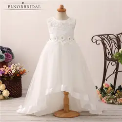 Высокая Низкая для девочек в цветочек платья 2018 Robe Mariage Enfant с аппликацией из тюля Платье для первого причастия для свадьбы Вечерние