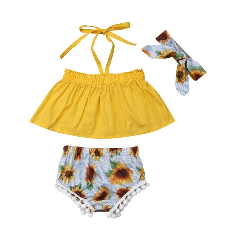 

2019 Pudcoco Summer Newborn Baby Girls Floral Clothes T-shirt Tops Shorts Pants 3PCS Sets New