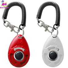 1PC Pet Cat Dog Training Clicker Plastic New Dogs Click Trainer Aid Adjustable Wrist Strap Sound Key 4 Colors pet training dog clicker adjustable sound key chain and wrist strap doggy train