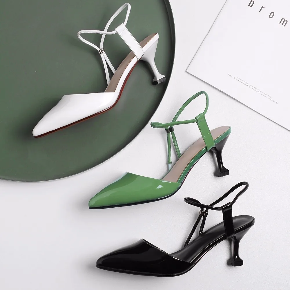 Mujer Verde Cuero Dedo Sandalias De Cm Zapatos Embalaje Del Alto hCtQsrBdx