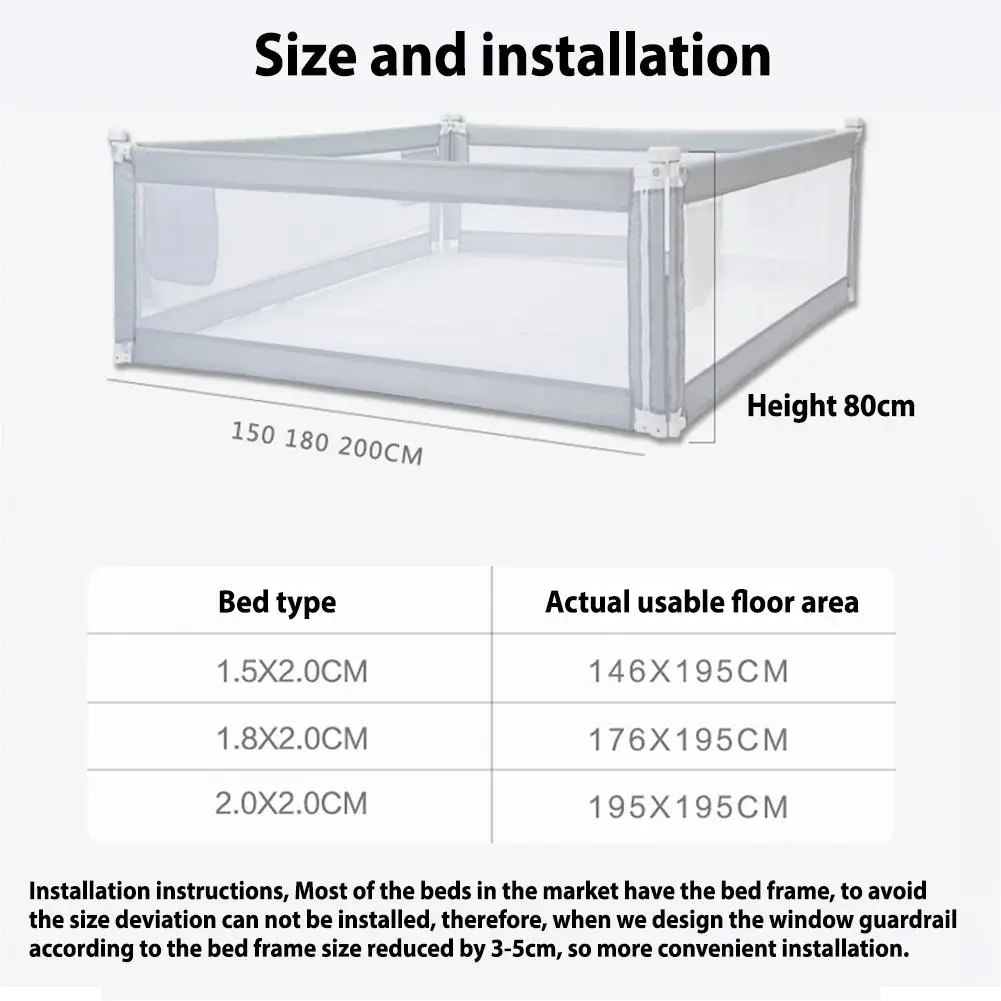 Kidlove Double Buttons Vertical Lifting Bed Fence Playing Safety Gate for Kids Baby Infant Kidlove Double Buttons Vertical Lifting Bed Fence Playing Safety Gate for Kids Baby Infant
