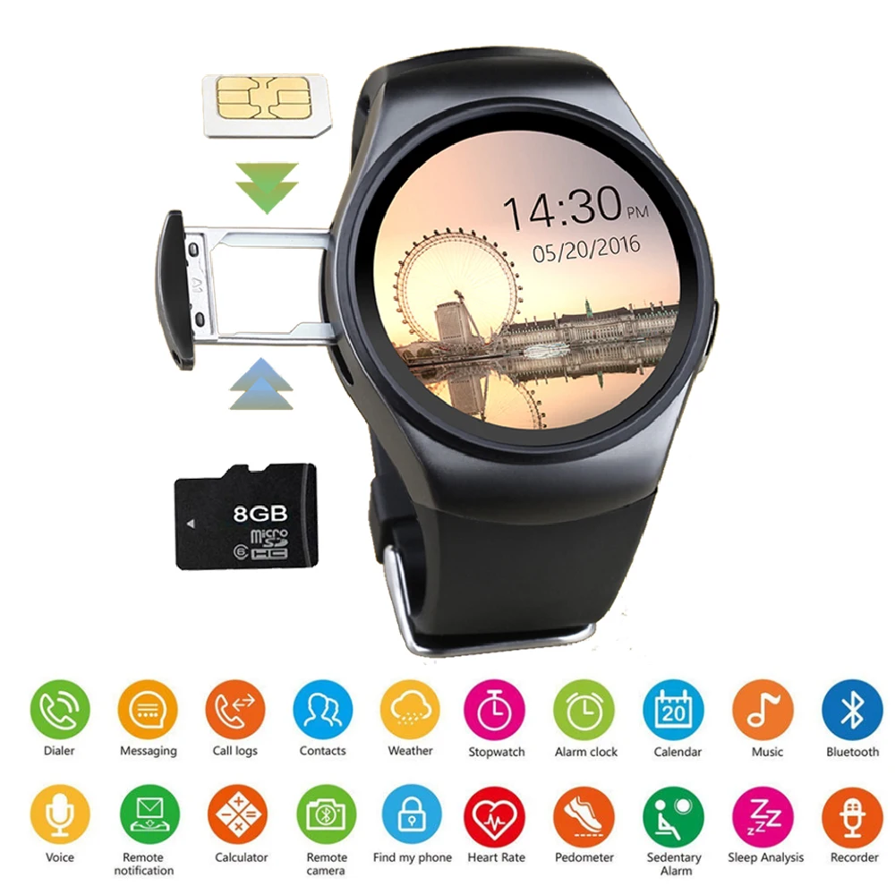

Smart Watch Pedometer Heart Rate Monitor Pressure Fitness Men Women Sports Touch Waterproof Watch Support TF SIM Card