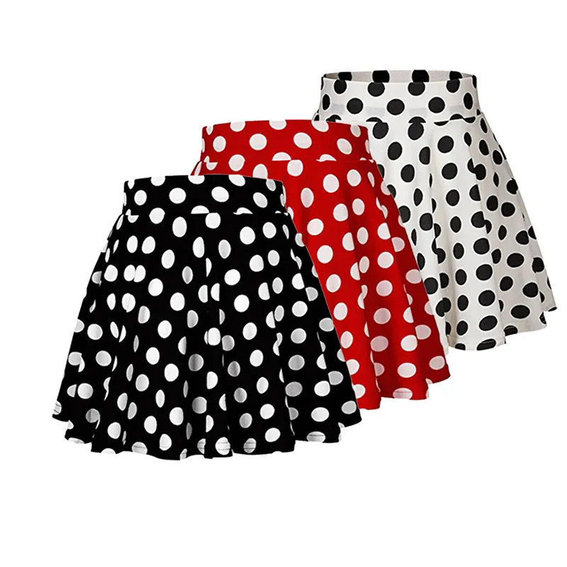 Women Skirt Vintage Dot Print Skirts Womens Clothing Women High Waist Skirt Ladies Skirts Casual Streetwear Faldas Largas Mujer