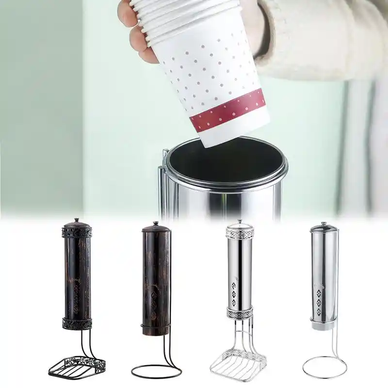 Desktop Stainless Steel Cup Holder Disposable Paper Cup Holder Disposable Paper