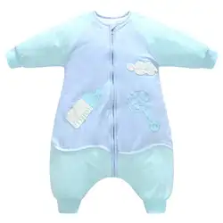 Детский спальный мешок, мягкие и удобные хлопковые теплые детские пижамы, плотные теплые комбинезоны с длинными рукавами для сна, зимние
