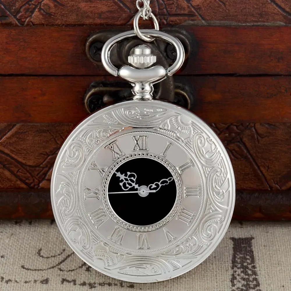 Винтаж Шарм Серебряный Унисекс модные римские номер кварцевые в стиле стимпанк женские карманные часы мужское ожерелье с подвеской с