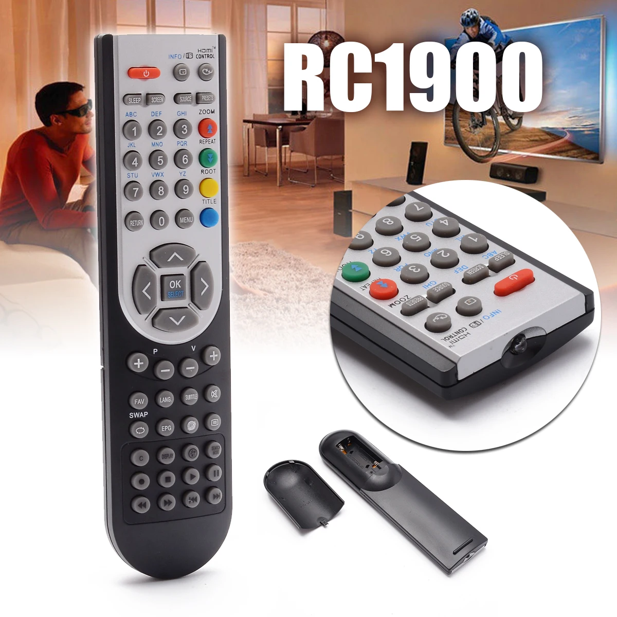 

Pohiks 1pc Replacement LCD TV Remote Control RC1900 Black Controller For Vestel/OKI/Toshiba/Grundig/Finlux Telvision Remote