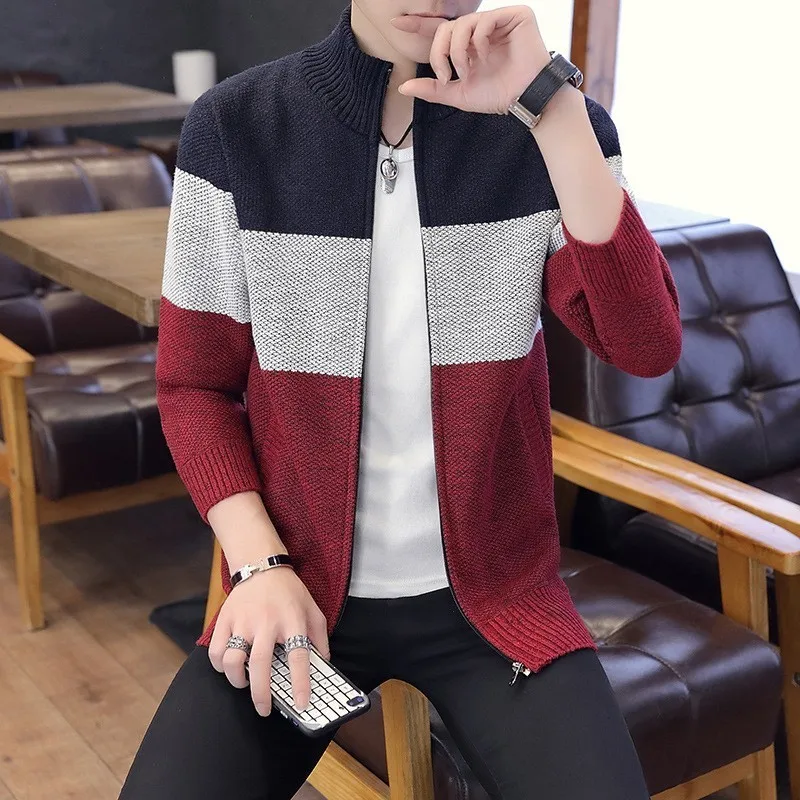 Zollrfea Men's Sweaters Autumn Winter Warm Cashmere Wool Zipper Cardigan Sweaters Man Casual Knitwear Plus Size M-XXXL CA0218