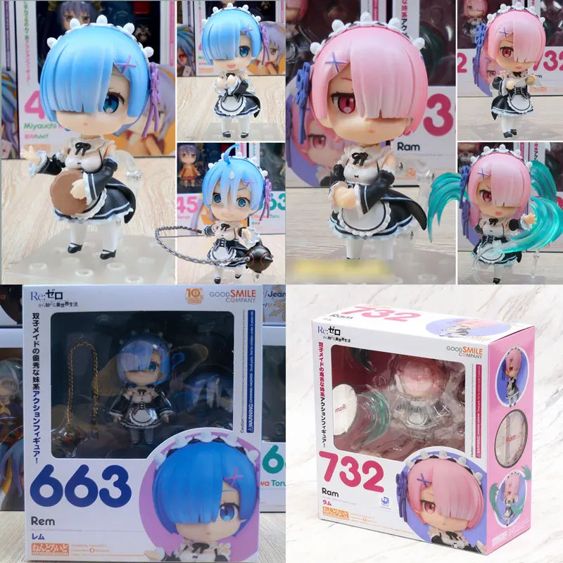 

Anime Re Life In A Different World From Zero Nendoroid 663 Blue Rem 732 Red Ram Kawaii Cute Action Figure Toys 10cm GSC