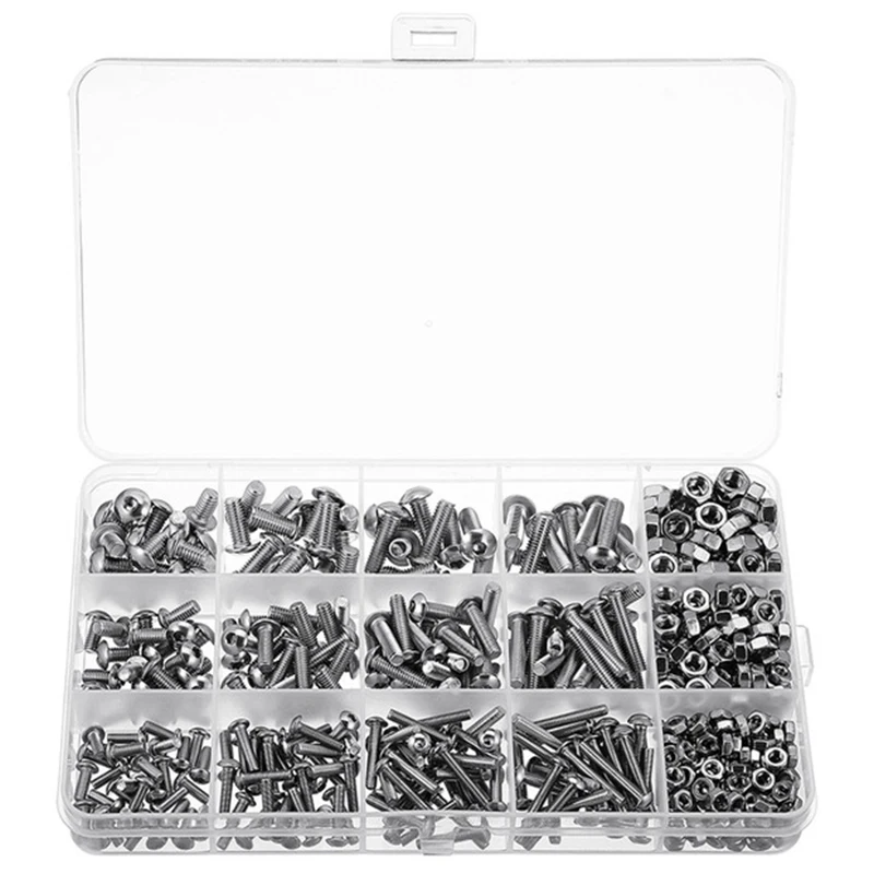 

515Pcs Mxsh4 M3/M4/M5 Stainless Steel Machine Screws And Nut Kits Hex Socket Button Head Cap Bolts Screws With Nuts Assortment