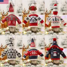 Веселая Рождественская бутылка вина крышка шляпа обернуть шарф Рождественский Декор для обеденного стола