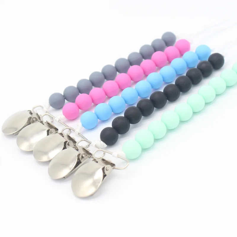 

Silicone Baby Pacifier Clip Chain Metal Dummy Clips Chupeta Nipple Holder Soother Chains Teething Toy Baby Chew