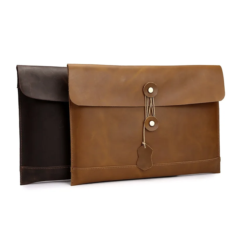 

Retro Waterproof Document Bags Genuine Leather Computer Organizer Package 15 Inch Protective Laptop Bag Leather Case For Macbook