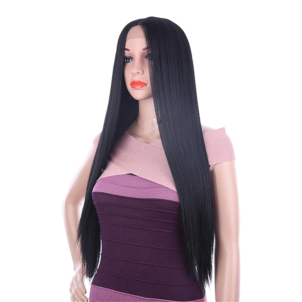 

Black Lace Front Long Straight Wigs Realistic Synthetic Hair Replacement Wig for Women