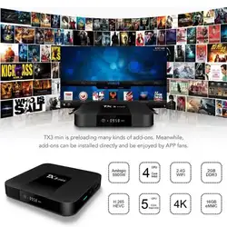 Новый TX3 мини 2 GB/16 GB Android 7,1 Smart ТВ коробка S905W 4 ядра HD WiFi 4 K телеприставке