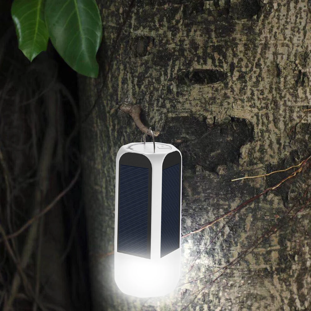

2 in 1 Solar LED Lantern Light USB Rechargeable 3-Lighting Modes Outdoor Camping Lamp Emergency Light with 2 USB Cables