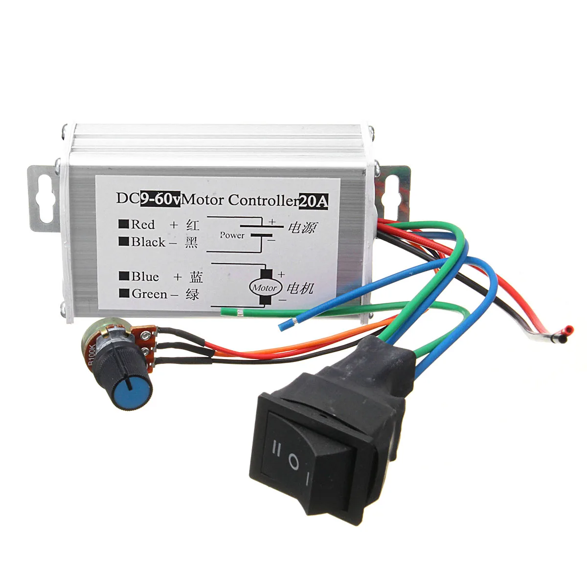 

DC 9-60V 12V 24V 20A Motor Speed Controller Reversible PWM Control Switch