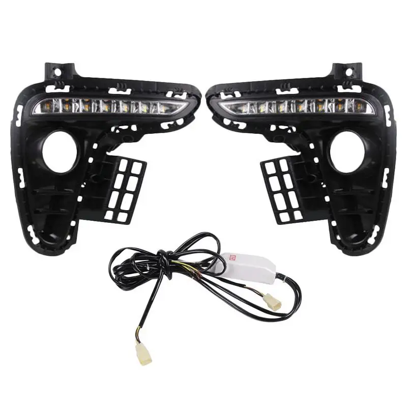 

Brand 2pcs Car Styling Front Daytime Running Light LED With Turning Signal Fog Lamp Decorative Accessories Case For Kia Overseas