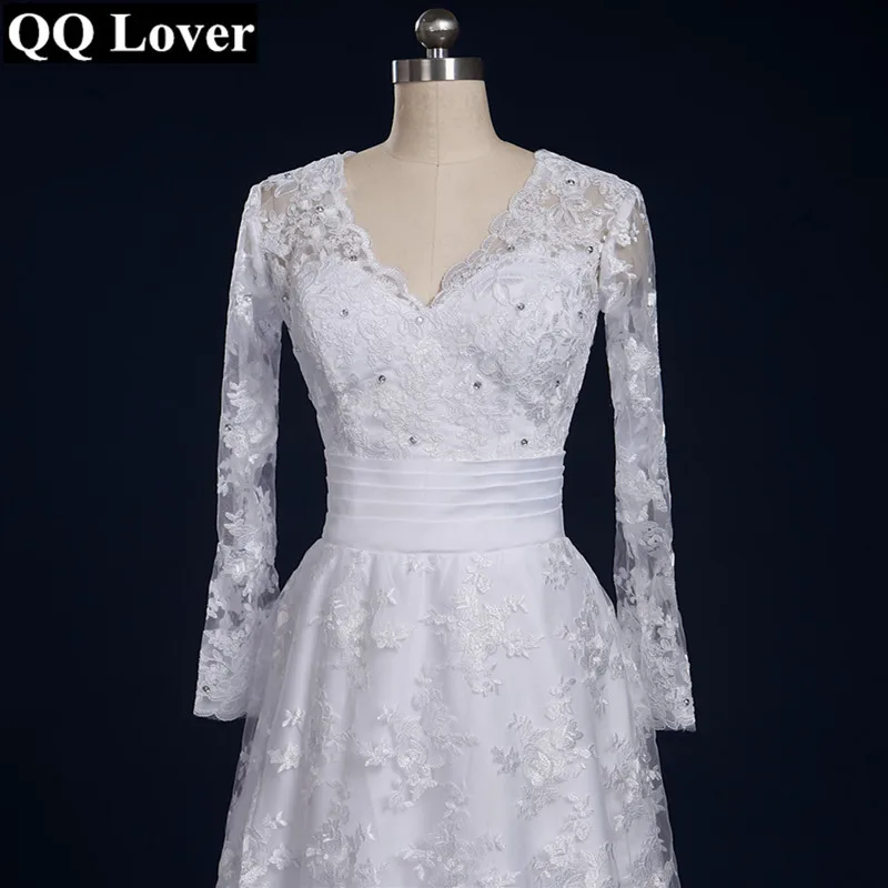 QQ Lover 2019 сексуальное кружевное свадебное платье с длинными рукавами вуалью на