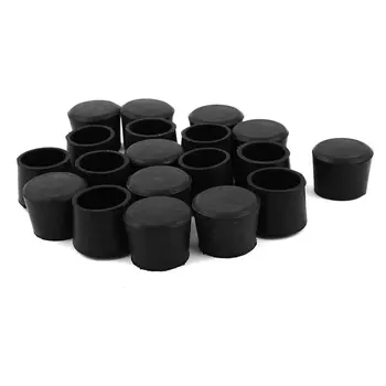 

24 Pieces 25mm Black Round Rubber Leg Foot Lid Holder for Furniture Chairs Table