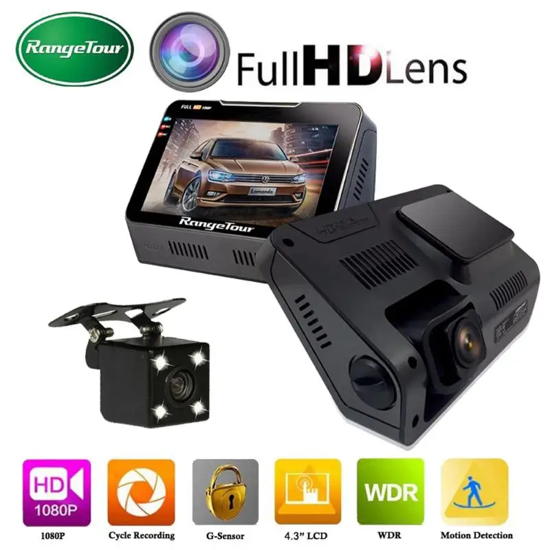 

4.3" Car DVR Camera Dual Lens Digital Video Recorder Dashboard Camcorder Auto Night Vision FHD 1080P LCD Rearview Dash Cam