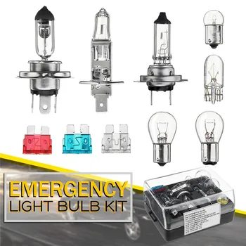 

1Set/9Pcs H7 H4 H1 T10 G18 Emergency Spare Light Bulb kit Fog Lamp Headlight Trun Signa Light Halogen bulb with Fuse for Ca