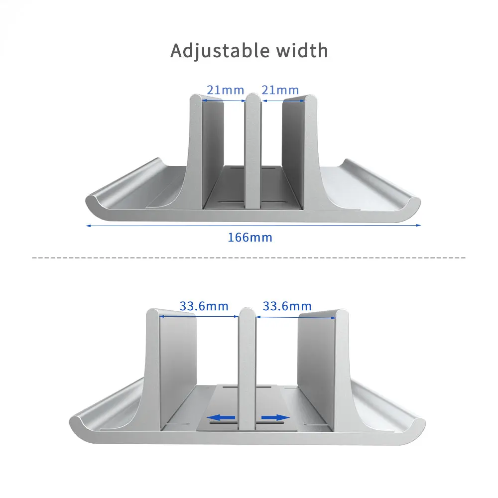 Adjustable Metal Vertical Laptop Stand Newly Designed 2 Slot Aluminum Desktop Dual Holder Up to 17.
