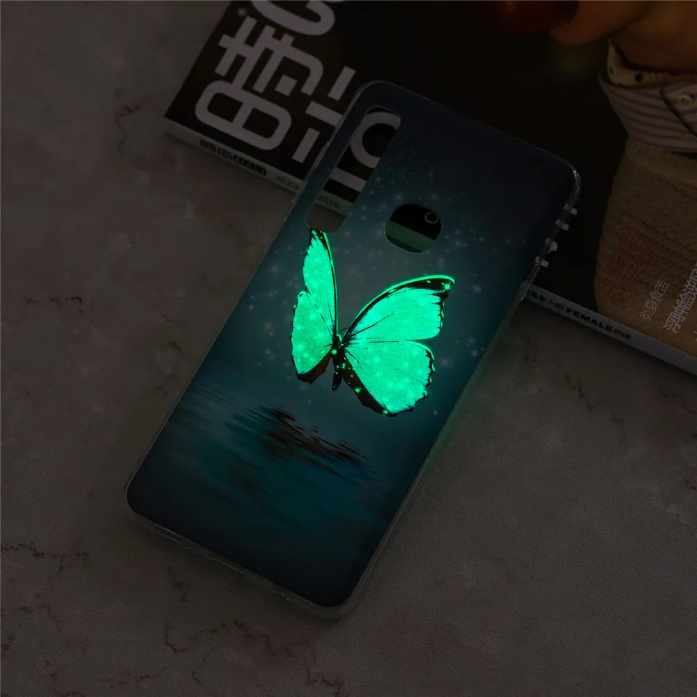 For Samsung Galaxy A9 2018 Case Luminous Cute Cartoon Unicorn Flower Glow in the Dark Soft TPU Silicone | Мобильные телефоны и