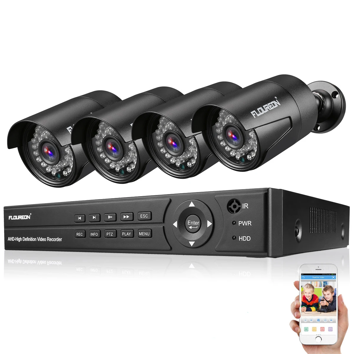 Floureon 1 X 8CH 1080P 1080N AHD DVR с 4 X наружной 3000TVL 1080P 2.0MP камерой для камеры наблюдения системы наблюдения