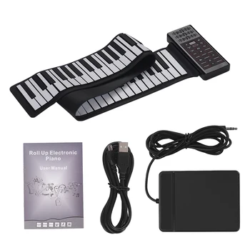 

Electric 88 Keys Hand Roll Up Piano Multifunction Digital Piano Keyboard Built-in Speaker Battery BT Function Silicone Keyboard