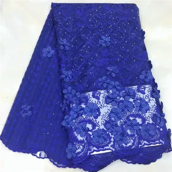 

Just arrived Appliqued royal blue flowers with royal blue beads dress fabric JYF21,Free shipping French tulle Lace Fabric