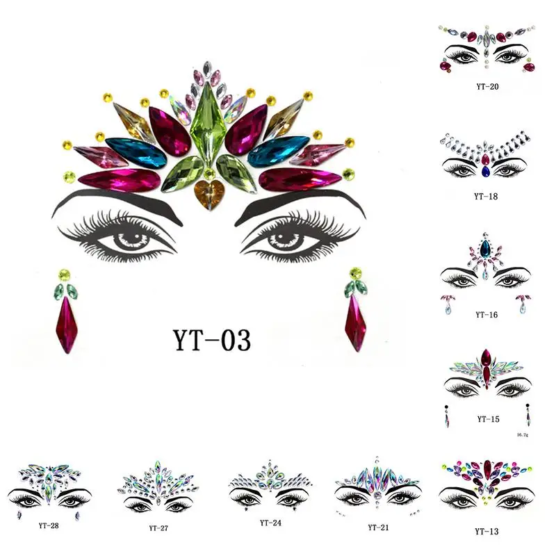 1 قطعة الراين الوجه ملصق DIY الحاجب الوجه الجسم الفن لامع لاصق جواهر مهرجان حزب العين 3D الوشم ملصق ماكياج ديكور