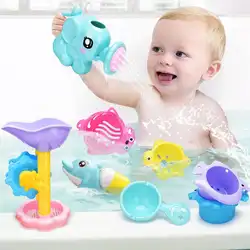9 шт. мультфильм детская Ванна игрушка Младенческая электрическая вращающаяся водная лодка игрушка ванная душевая Ванна