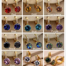 Покрытые желтым золотом-9 мм полые круглые радужные мистические фиолетовые красные зеленые вечерние женские серьги 13 цветов на выбор