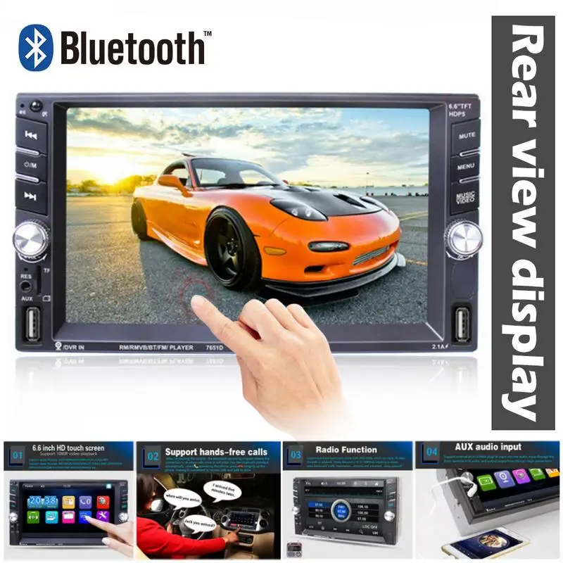 

Rear View Display 6.6 Inch Touch Screen Backup Camera HD Car MP5 Player Bluetooth Hands-free Reversing DVD Player