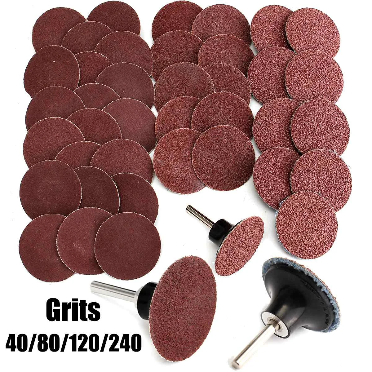 40pcs Sanding Disc Set 40/80/120/240 Grits 2" Roloc Type R