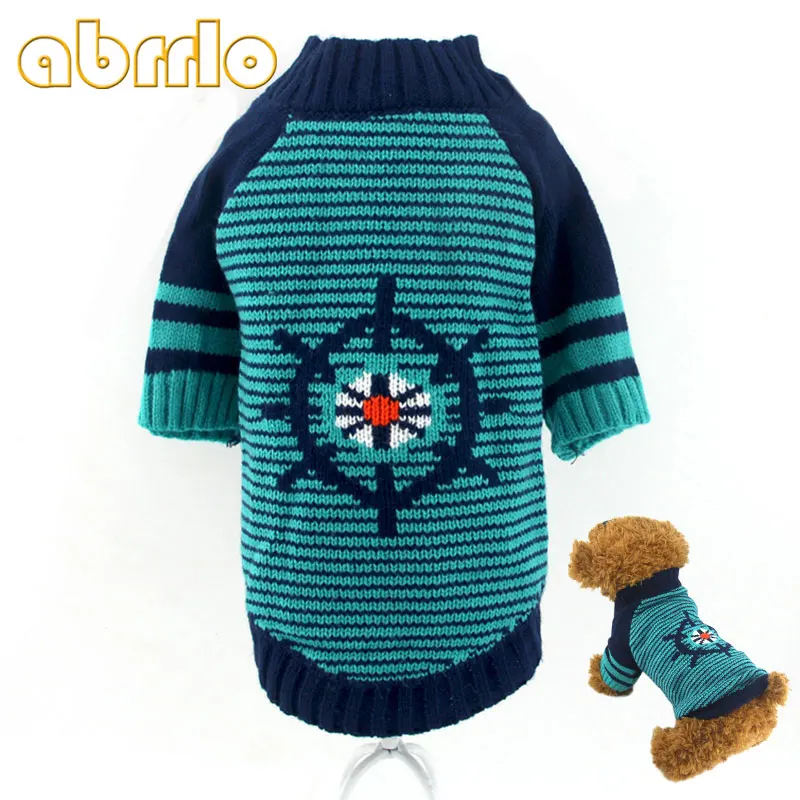 

Abrrlo Winter Dog Sweater Blue Stripe Pet Dogs Knitten Pullover Jacquard Winter Clothes For Small And Medium Dogs Cats Apparel