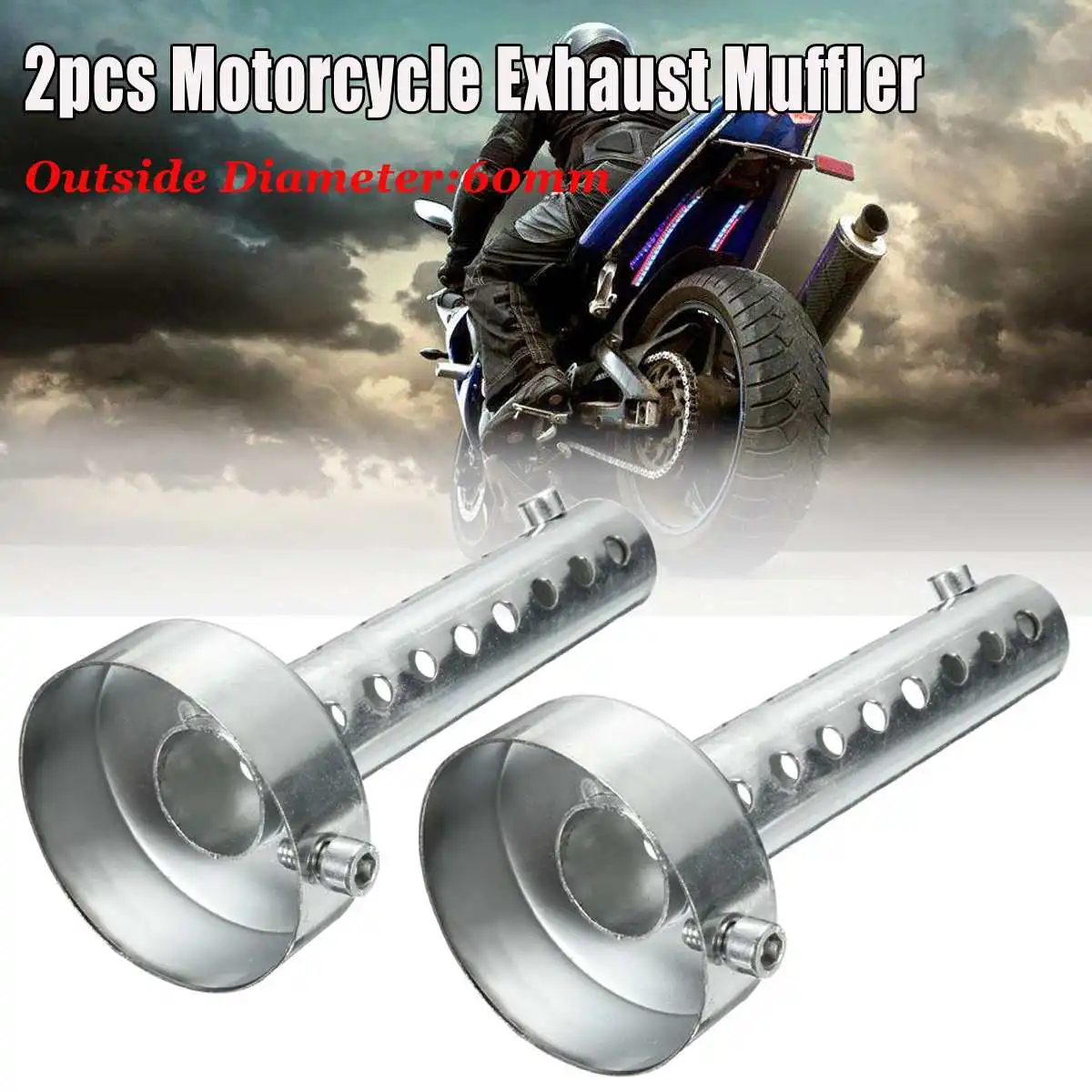 2Pcs Universal Motorcycle Exhaust Pipe Insert Muffler Removable