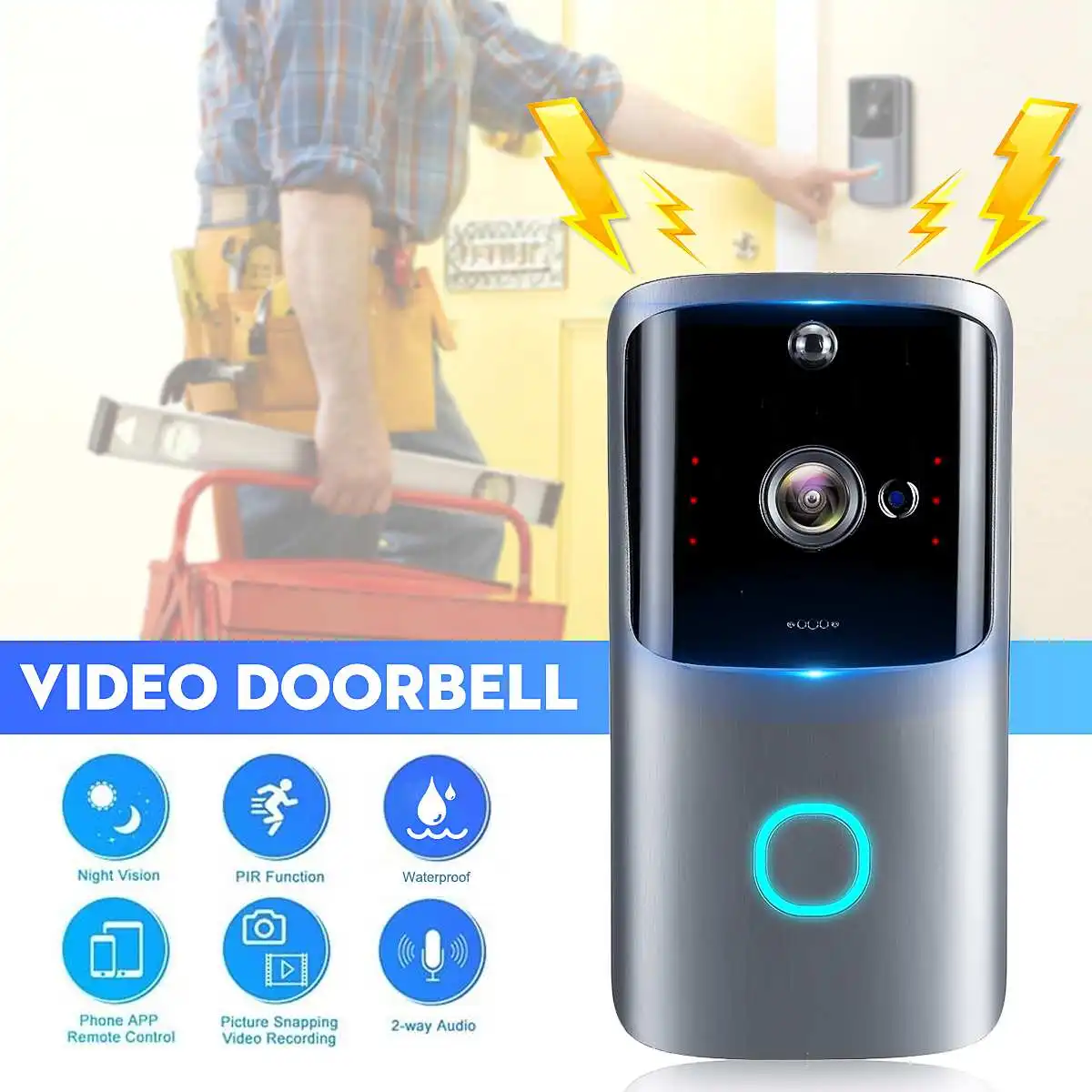 

M10 Video Doorbell 720P/ 15fps 100MP WIFI XSH CAM /UBELL-APP Two-Way Voice Intercom with TF Card