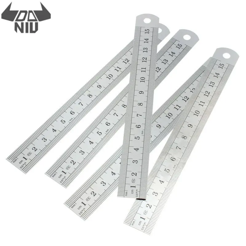 

DANIU Protable 5Pcs/set 15cm Double Side Stainless Steel Measuring Straight Ruler Metric Silver for Carpenter Sewer Students